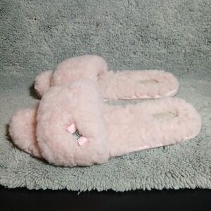 UGG Blush Real Lamb Fluffy Pink Bow Slippers Size 8